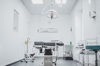 Image of a white hospital operating room