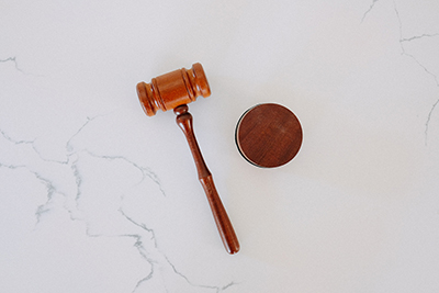 judge's gavel on marble background