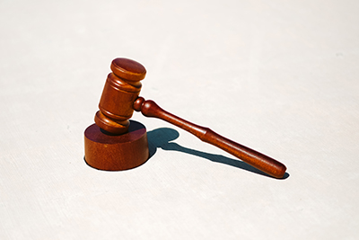 judge's gavel on white background