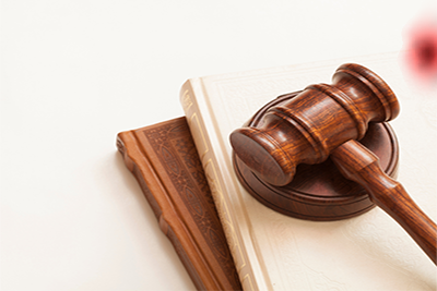 a gavel resting on books